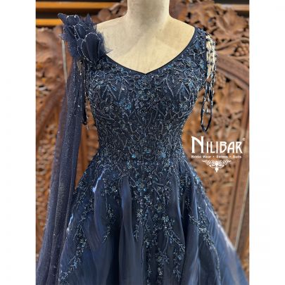 Navy Blue Tissue Gown