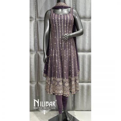 Mauve Georgette Anarkali Suit