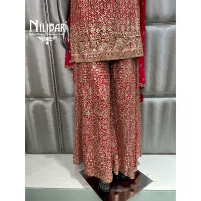 Red Georgette Flared Palazzo Suit