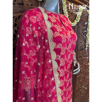 Pink Chinon Pant Suit