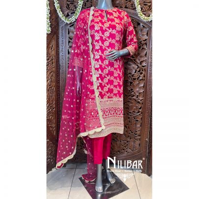 Pink Chinon Pant Suit