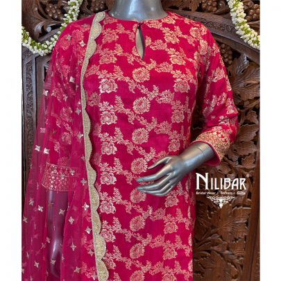 Pink Chinon Pant Suit