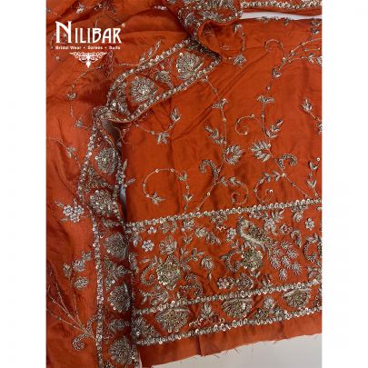 Rust Orange Silk Unstitched Suit