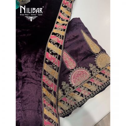 Purple Unstitched Velvet Suit