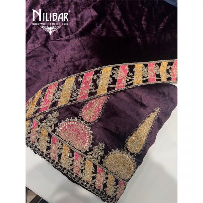 Purple Unstitched Velvet Suit