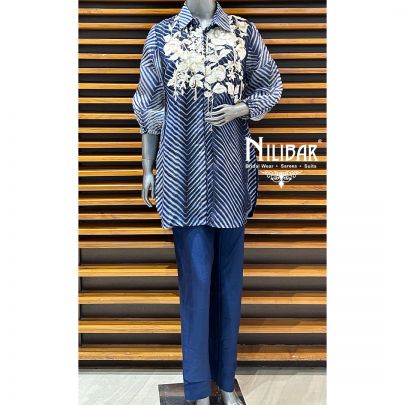 Blue Organza Co-ord Set