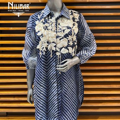 Blue Organza Co-ord Set