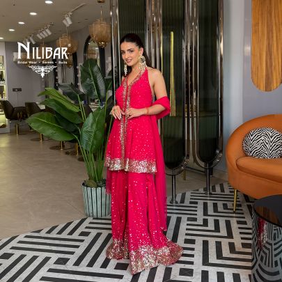 Avipreet Bindra In Our Pink Silk Peplum Suit Set