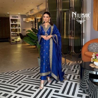 Avipreet Bindra In Our Blue Silk Pant Suit Set
