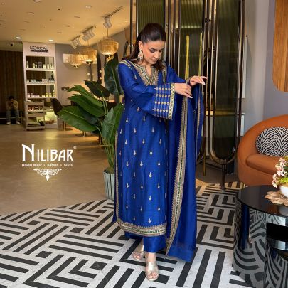Avipreet Bindra In Our Blue Silk Pant Suit Set