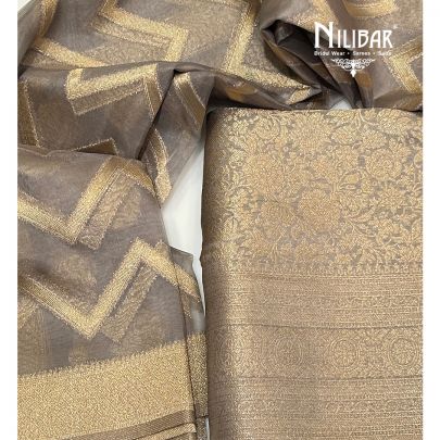 Gray Banarasi Unstitched Suit