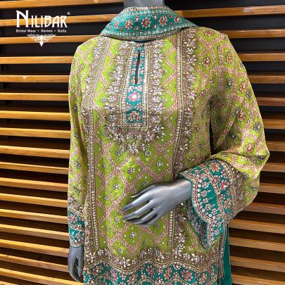 Parrot Green Crepe Printed Garara Suit Set