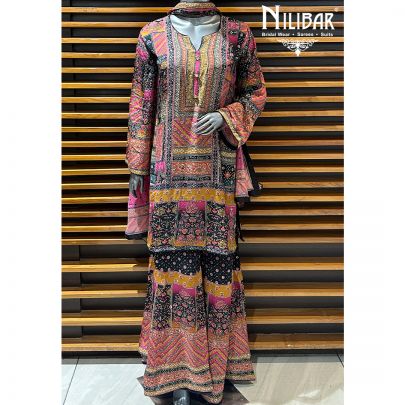 Multicolor Crepe Printed Palazzo Suit Set