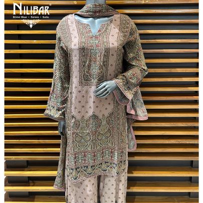 Pale Pink Crepe Printed Palazzo Suit Set