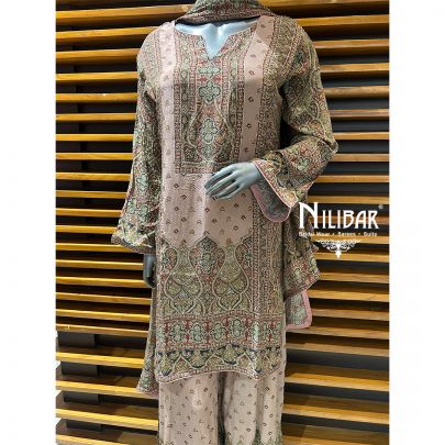 Pale Pink Crepe Printed Palazzo Suit Set
