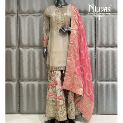 Ivory Lamé Silk Flared Palazzo Set