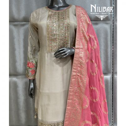Ivory Lamé Silk Flared Palazzo Set