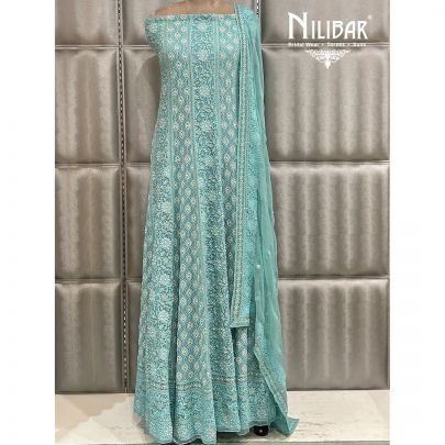 Light Blue Georgette Semi-Stitched Anarkali Suit