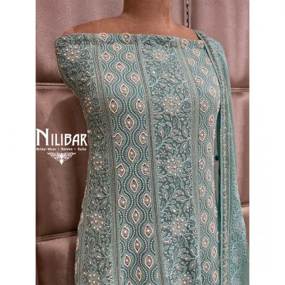 Light Blue Georgette Semi-Stitched Anarkali Suit