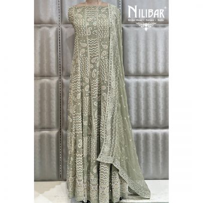 Powder Pink Georgette Semi-Stitched Anarkali Suit