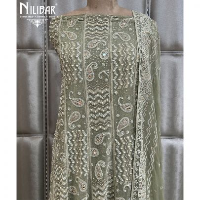 Powder Pink Georgette Semi-Stitched Anarkali Suit