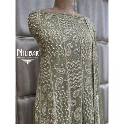 Powder Pink Georgette Semi-Stitched Anarkali Suit