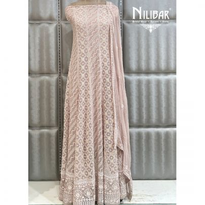 Sage Green Georgette Semi-Stitched Anarkali Suit