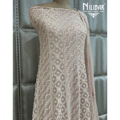 Sage Green Georgette Semi-Stitched Anarkali Suit