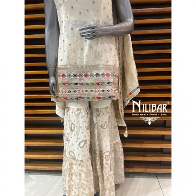 Off White Georgette Garara Suit