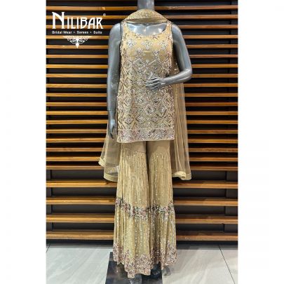 Beige Georgette Garara Suit