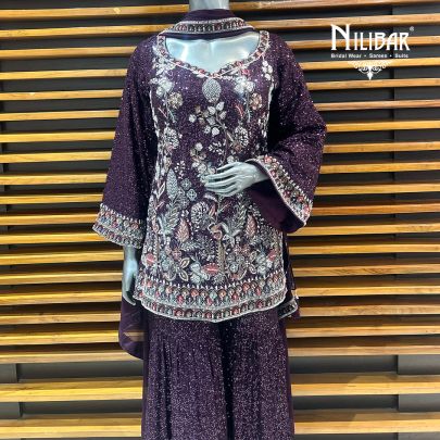 Wine Georgette Garara Suit