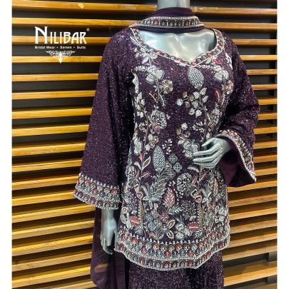 Wine Georgette Garara Suit