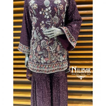 Wine Georgette Garara Suit