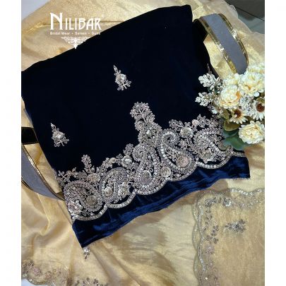 Royal Blue Velvet Unstitched Suit