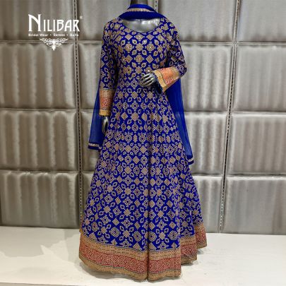 Royal Blue Georgette Beautifully Embellished Anarkali Suit