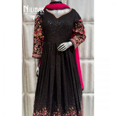 Black Georgette Beautifully Embellished Anarkali Suit
