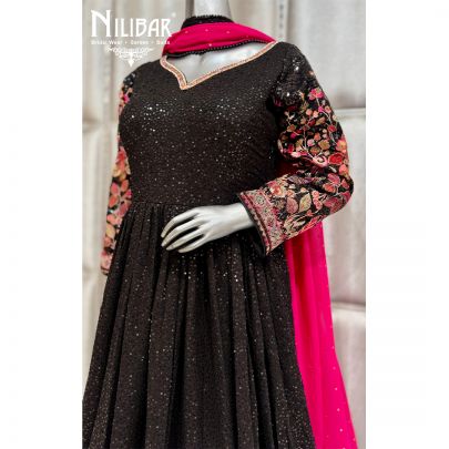 Black Georgette Beautifully Embellished Anarkali Suit