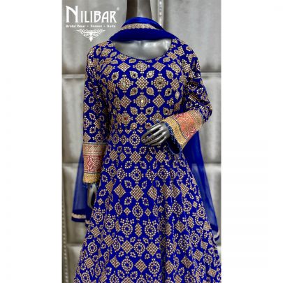 Royal Blue Georgette Beautifully Embellished Anarkali Suit