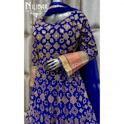 Royal Blue Georgette Beautifully Embellished Anarkali Suit