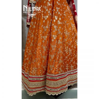 Orange Lame Silk Beautifully Embellished Anarkali Suit