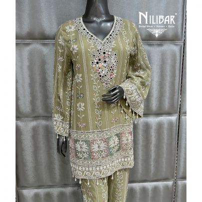 Tea Green Georgette Pant Set