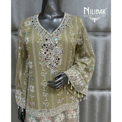 Tea Green Georgette Pant Set