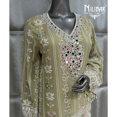 Tea Green Georgette Pant Set