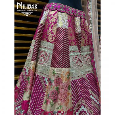 Pink Silk Lehenga Paired With Net Dupatta