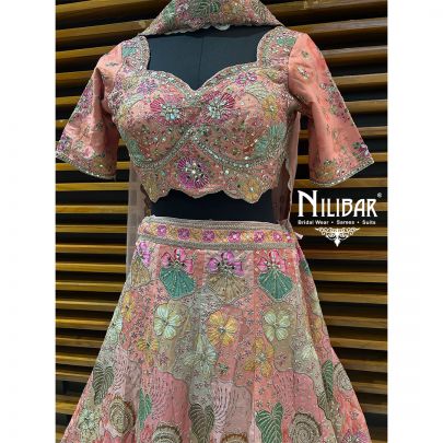 Light Peach Silk Lehenga