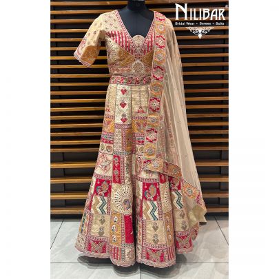 Light Beige Silk Lehenga