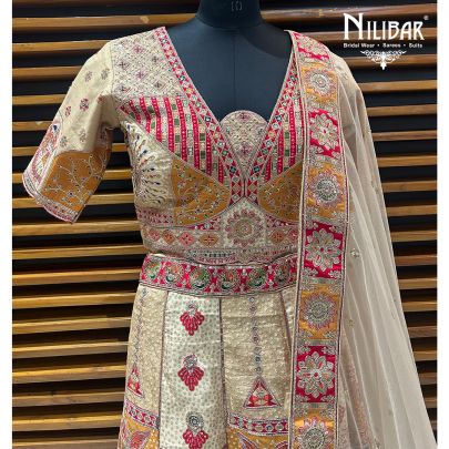 Light Beige Silk Lehenga