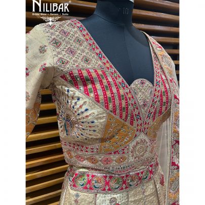 Light Beige Silk Lehenga