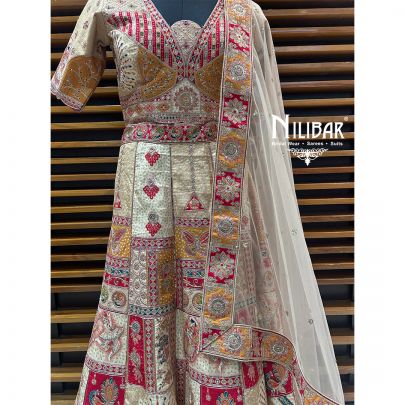 Light Beige Silk Lehenga