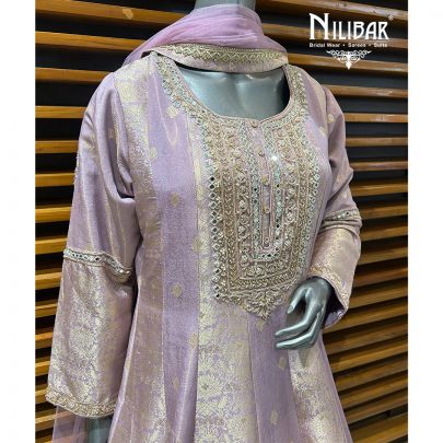 Lilac Silk Anarkali Suit
